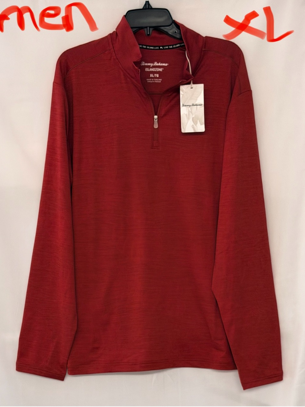 Tommy Bahama Men’s Red Long-Sleeve Quarter-Zip Pullover